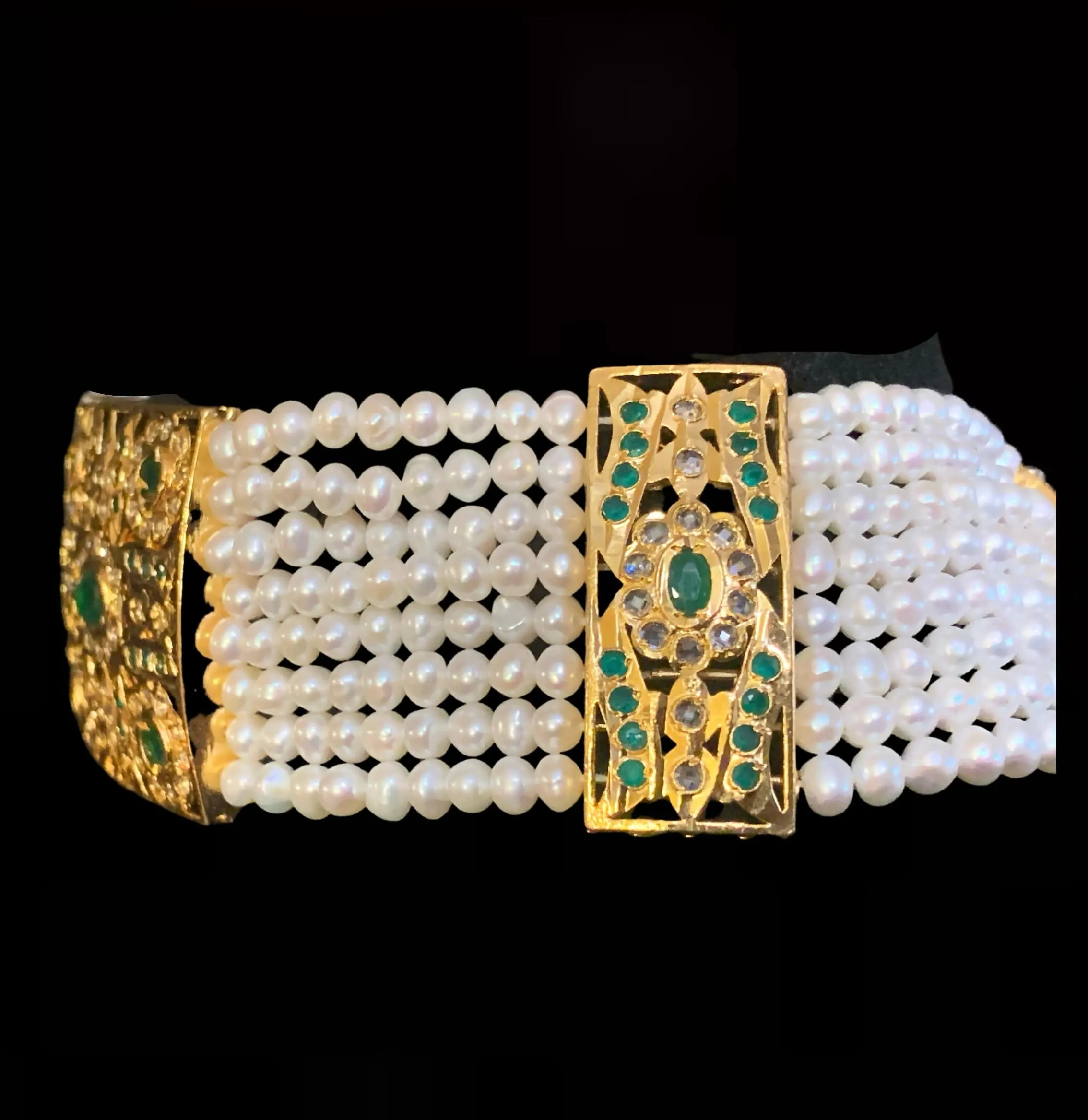 C18 Adeeva fresh water pearl choker in emeralds  ( READY TO SHIP )