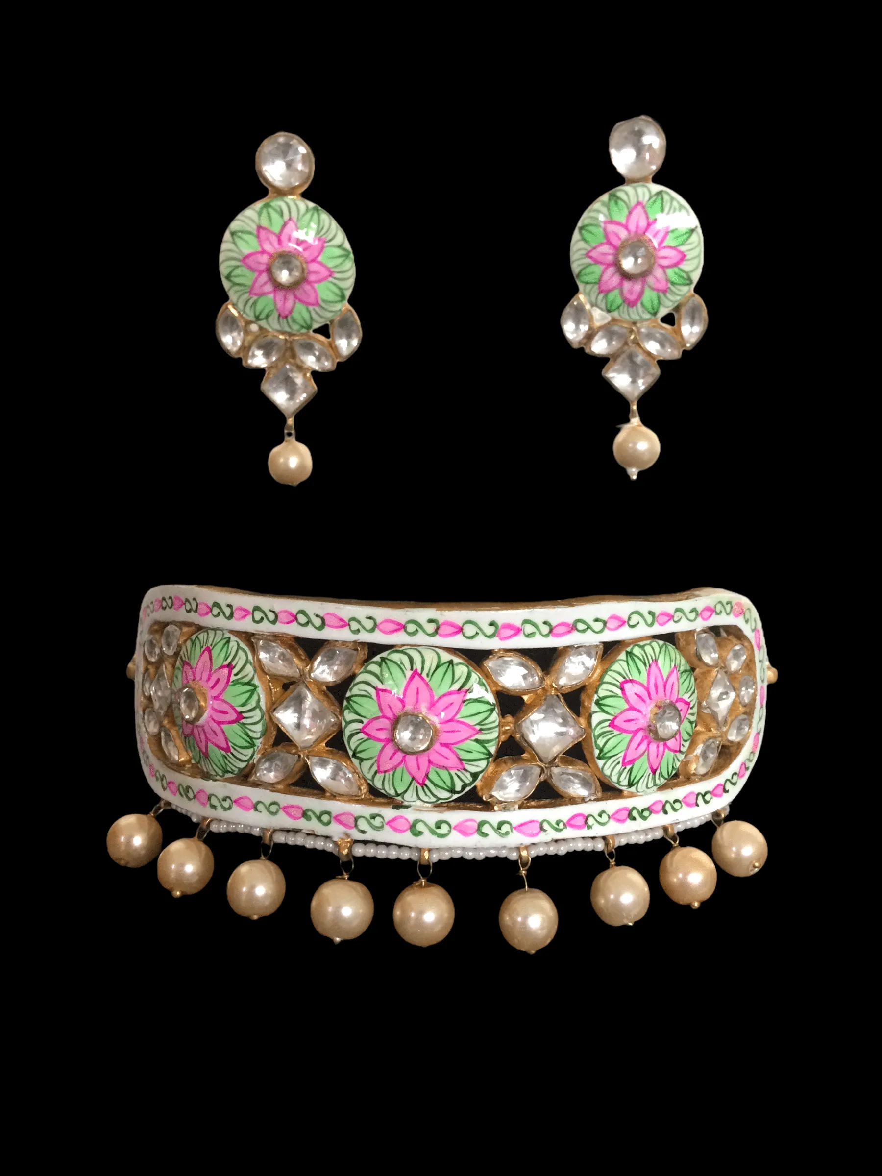 C183 Renuka pachi Kundan and Meenakari choker set ( READY TO SHIP)