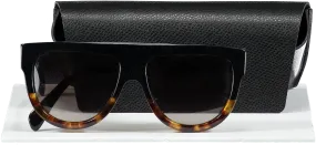 Celine Brown Tortoise D-frame Acetate Sunglasses In Case