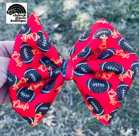 Chiefs Leopard Football Bow |