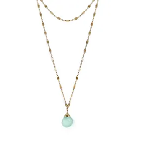 Choker Wrap Gemstone Necklace - Chalcedony