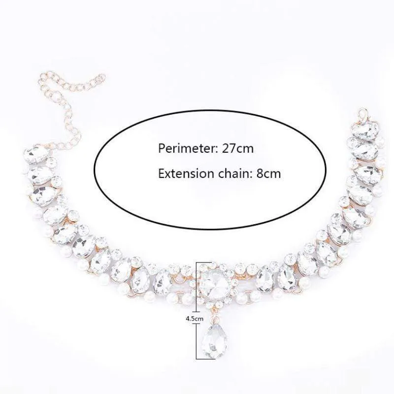 Classic Girl White Gem Choker Necklace