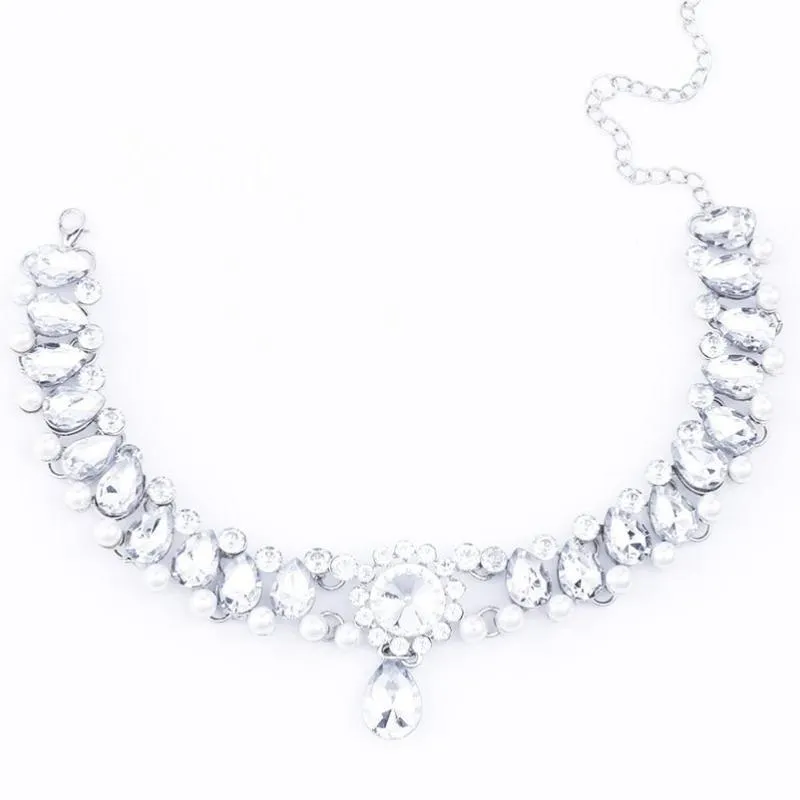 Classic Girl White Gem Choker Necklace