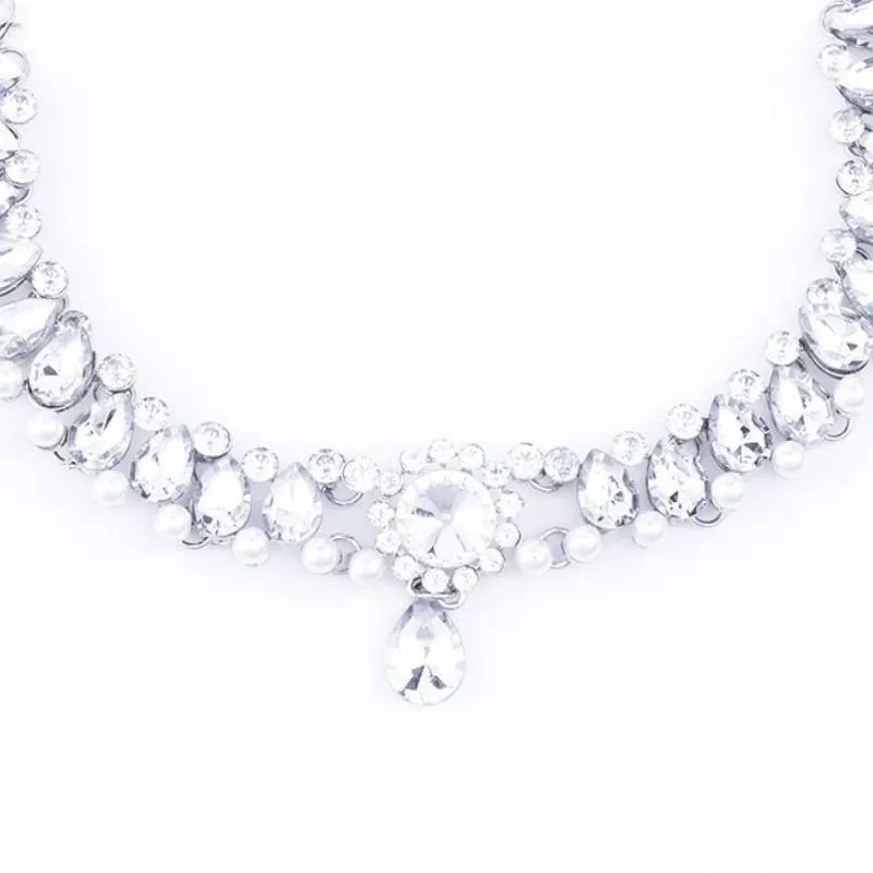 Classic Girl White Gem Choker Necklace