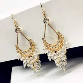 Clear Crystal and Gold Chandelier Dangle Earrings