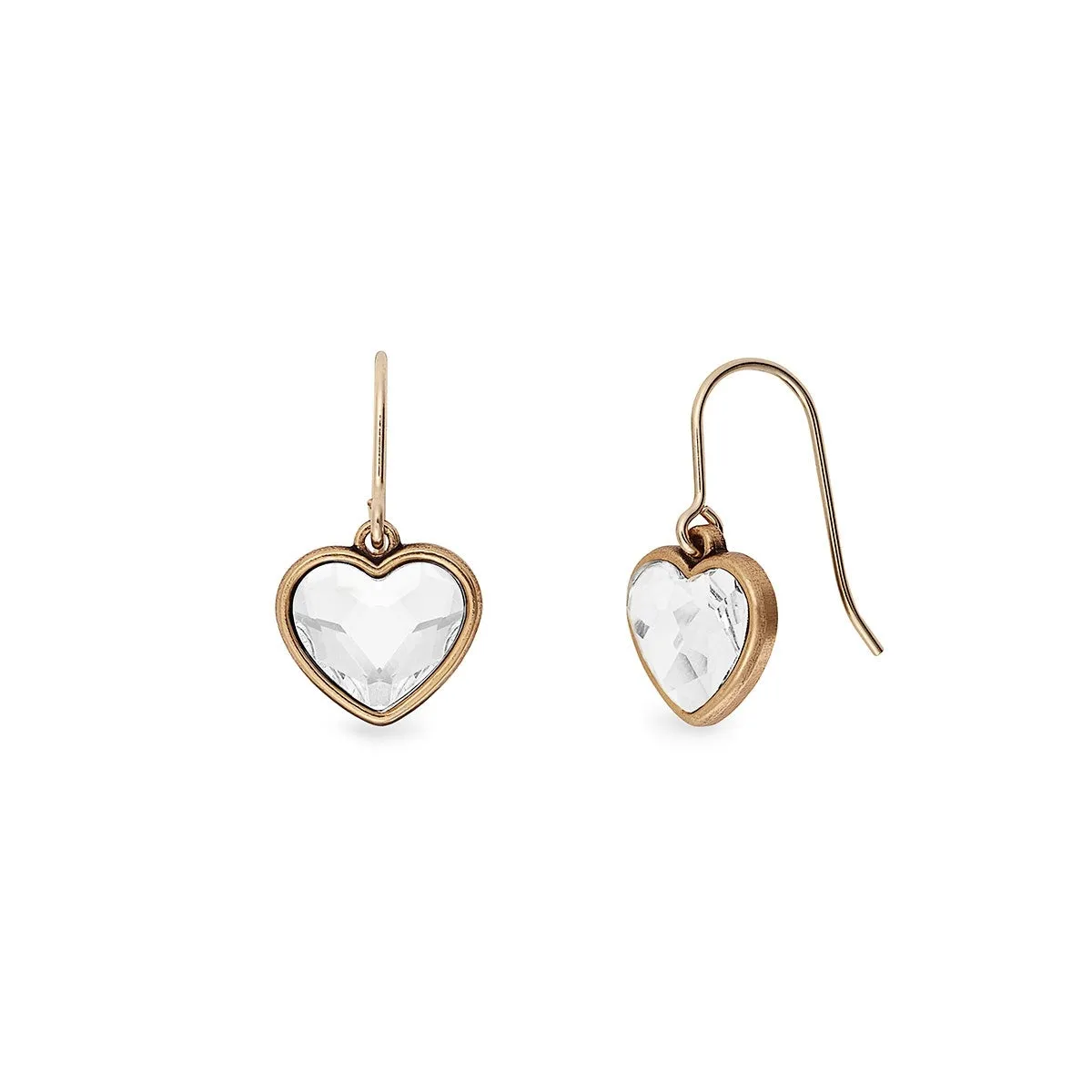 Crystal Heart Hook Earrings