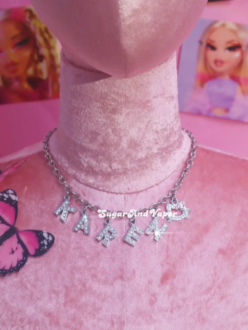 Custom Name Rhinestone Letters Choker Necklace