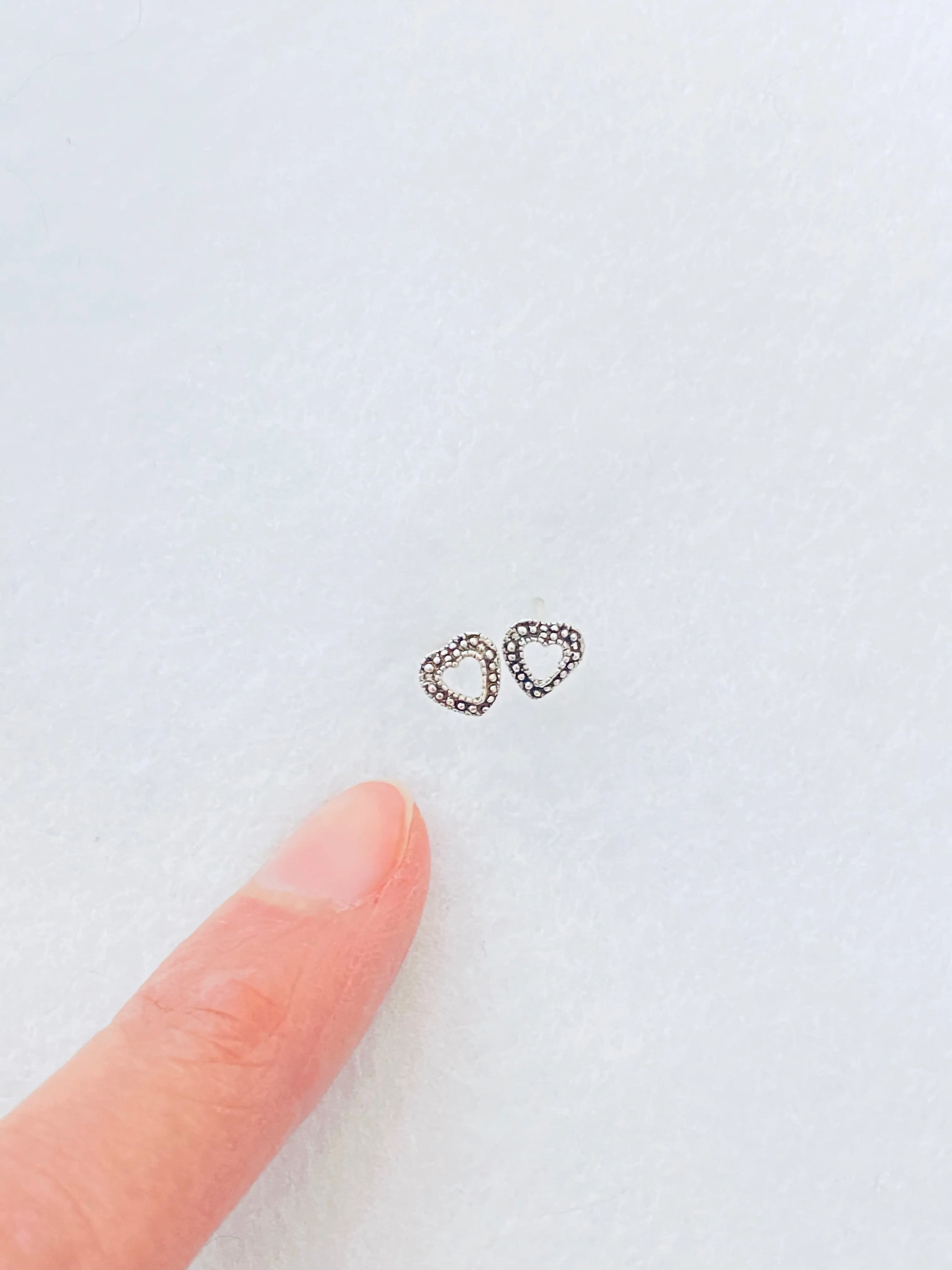 Dainty Heart Stud Sterling Silver Earrings