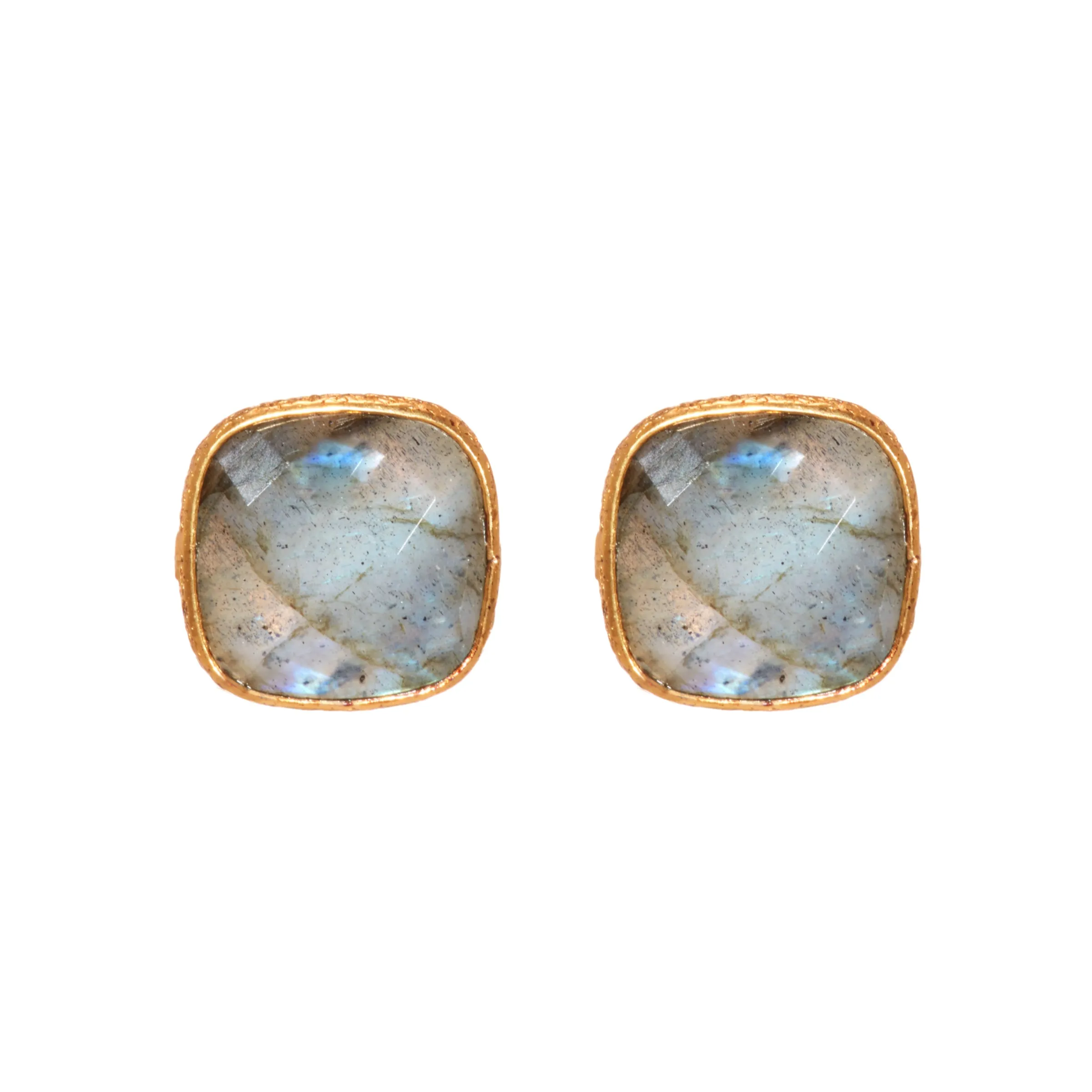 Earrings - Cushion Cut Labradorite Studs