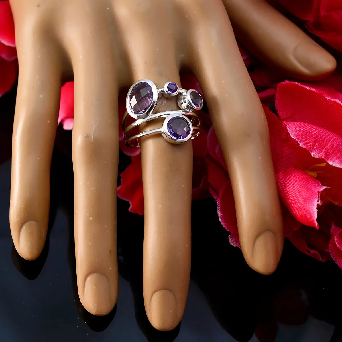 Exquisite Stone Amethyst Sterling Silver Rings Fair Trade Jewelry