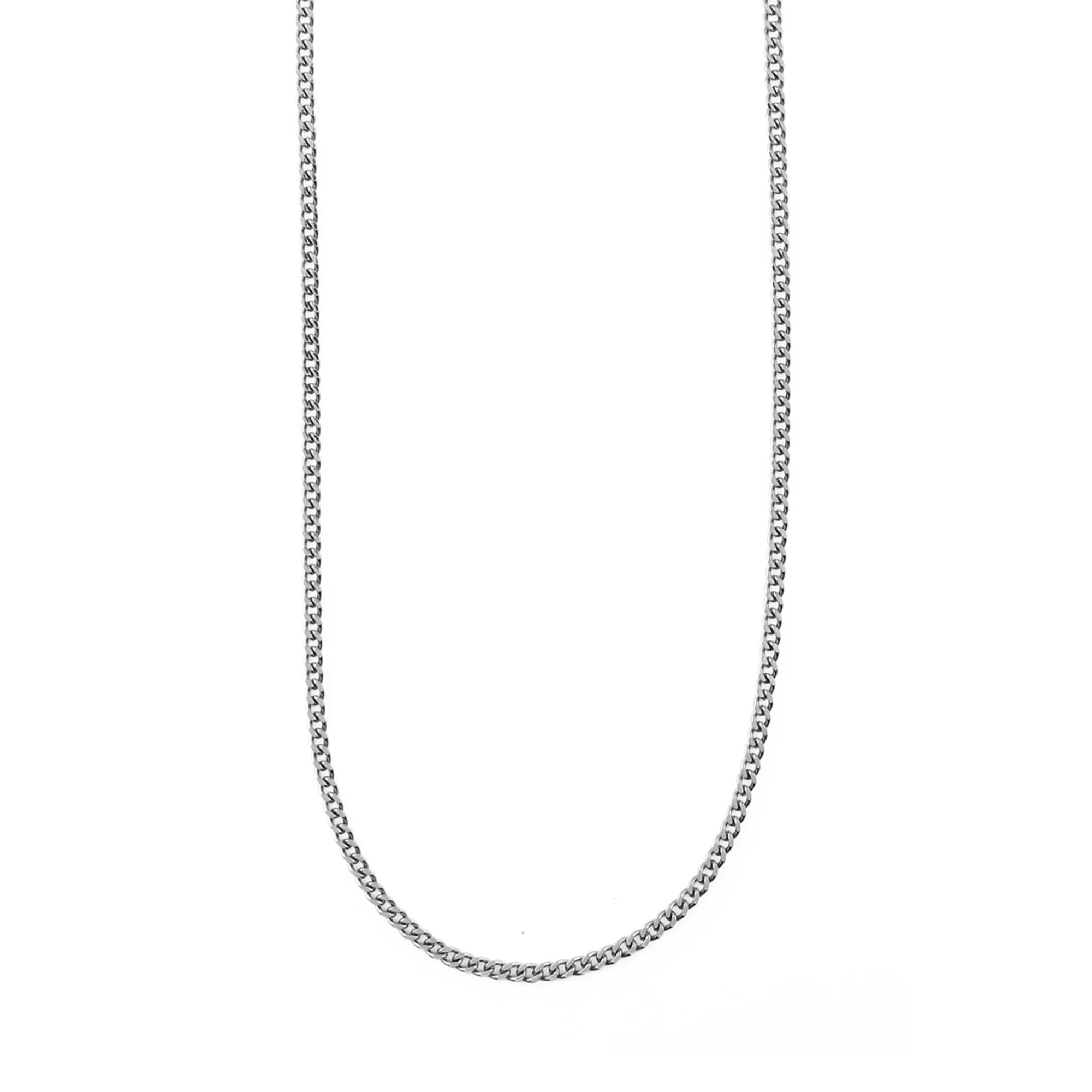 Fine Curb Chain Necklace - Silver