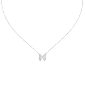 Five and Two Mariposa Butterfly Wing Pendant Necklace in Sterling Silver