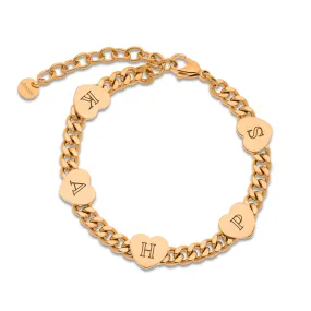 Five hearts bracelet rose gold