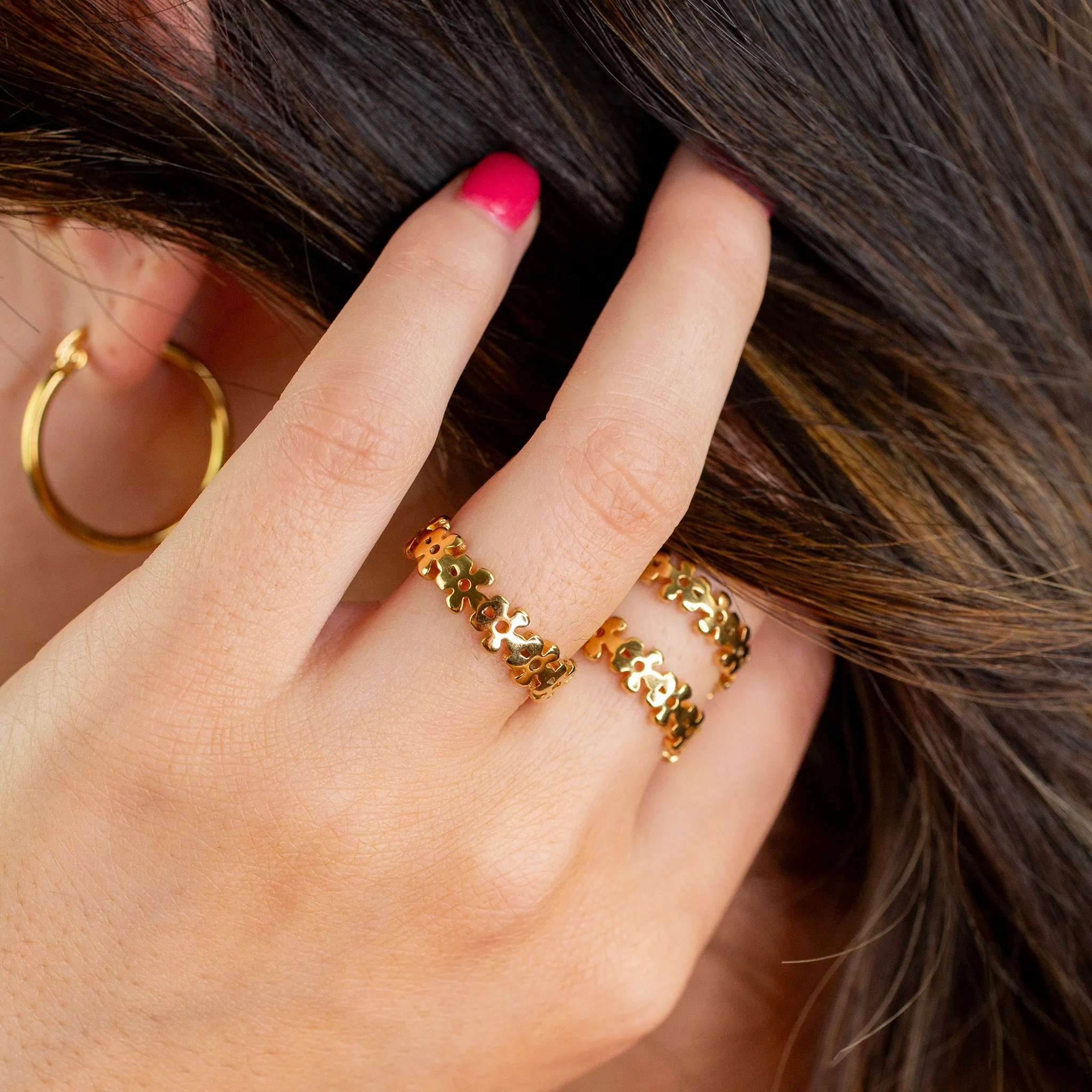 Flower Blossom Eternity Band Ring