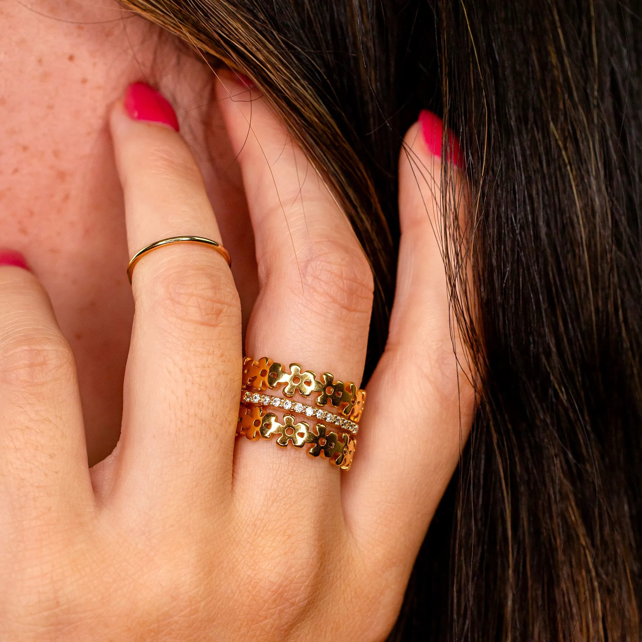 Flower Blossom Eternity Band Ring