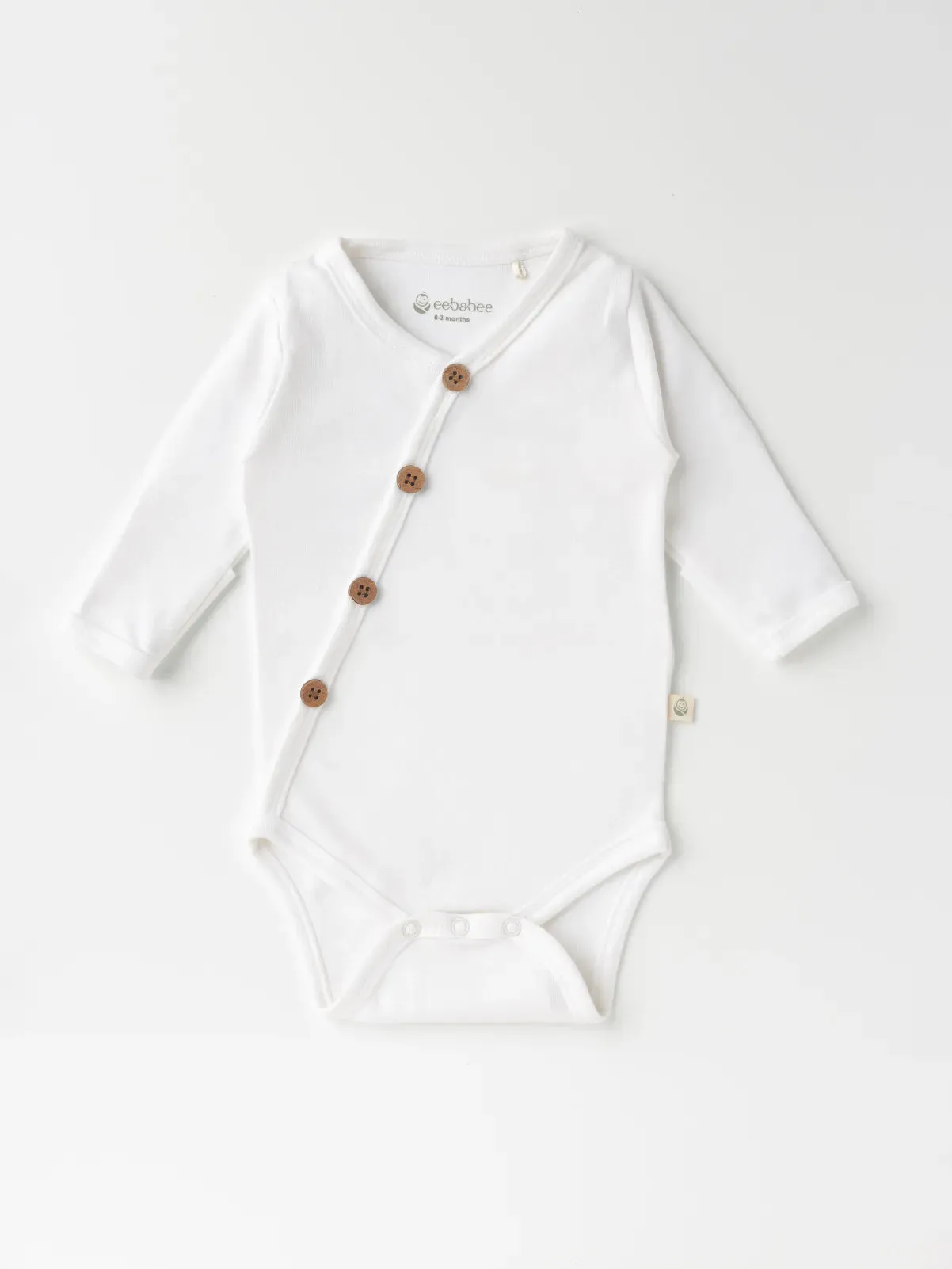 Full sleeve pure white cross button  bodysuit  for baby