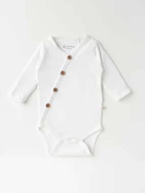 Full sleeve pure white cross button  bodysuit  for baby