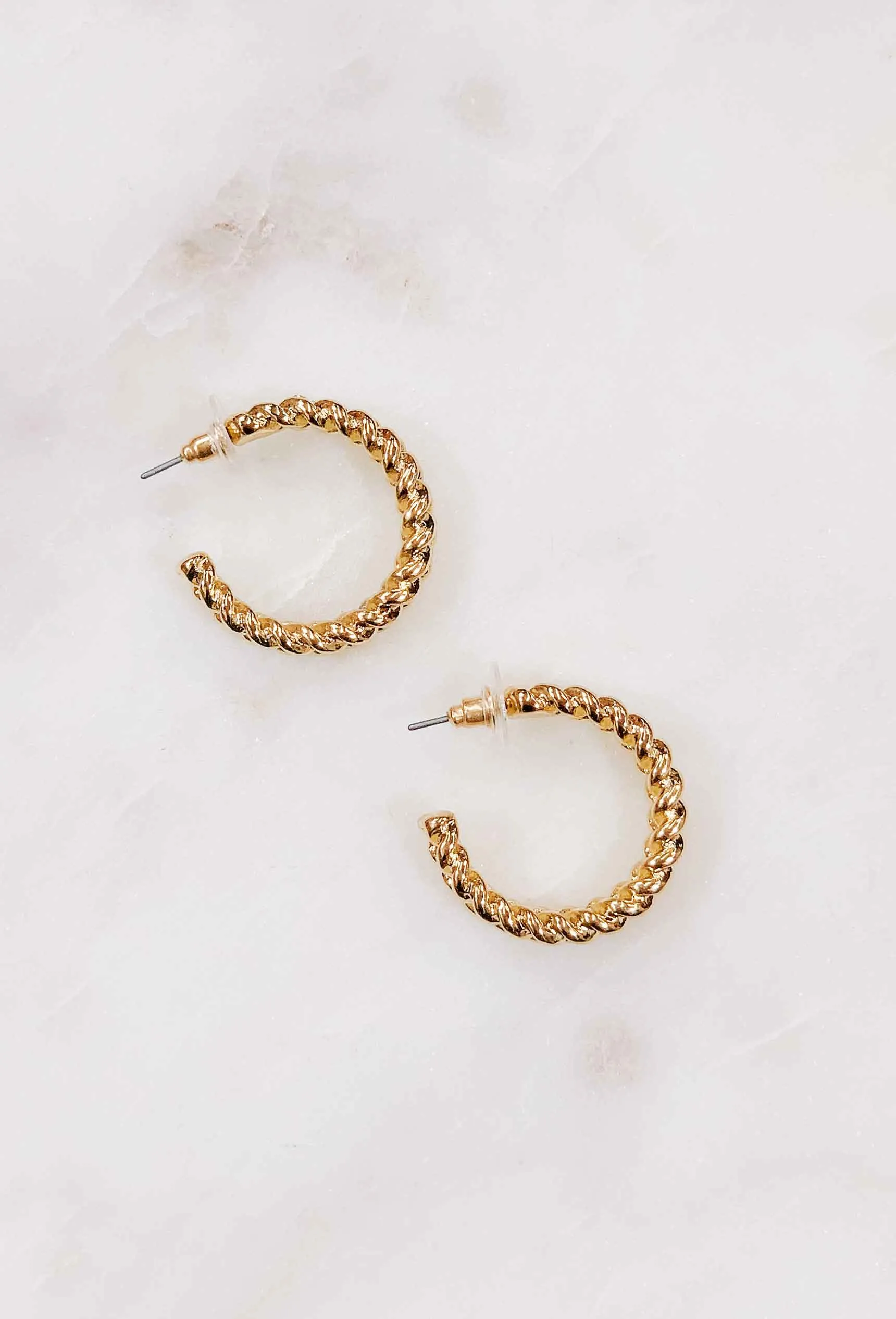 Gold Twisted Hoop Earrings