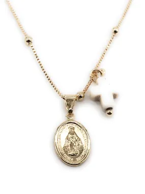 Gold Virgin Mary pendant cross Necklace delicate Gold plated ball Chain Catholic gifts  Religious Jewelry Virgen Milagrosa necklace