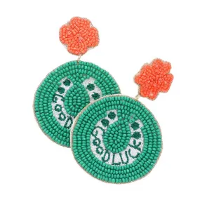 Good Luck Message St. Patricks Day Felt Back Dangle Earrings