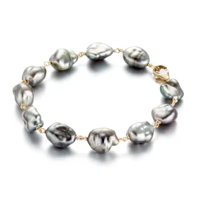 Gray Keshi Pearl Link Bracelet