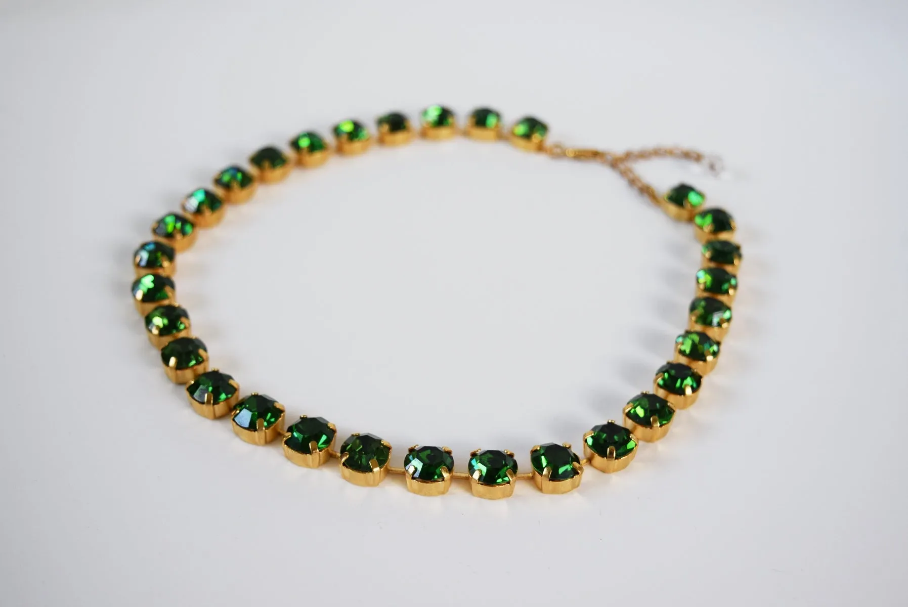 Green Tourmaline Swarovski Collet Necklace - Small Round