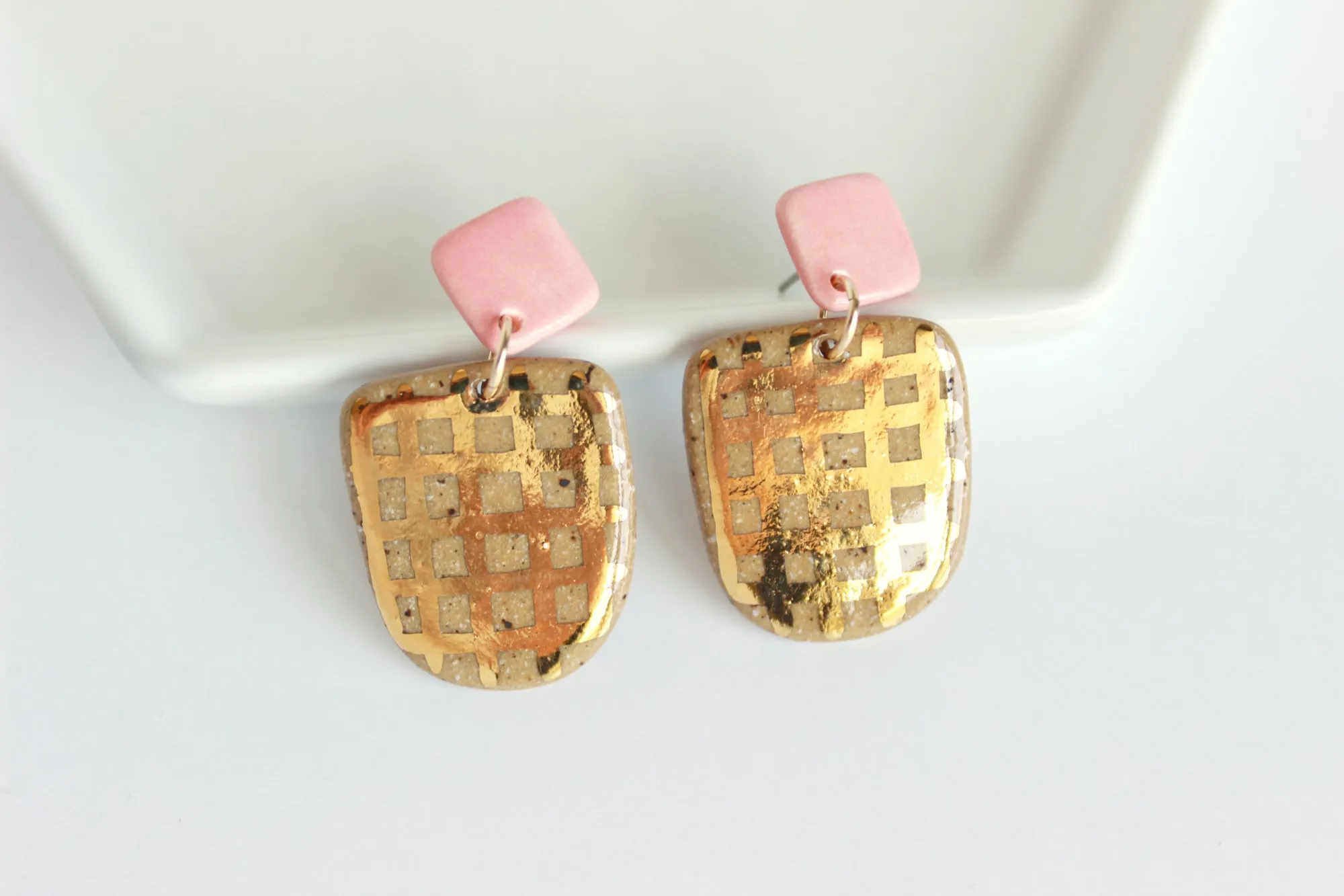 Grid Stoneware Statement Earrings