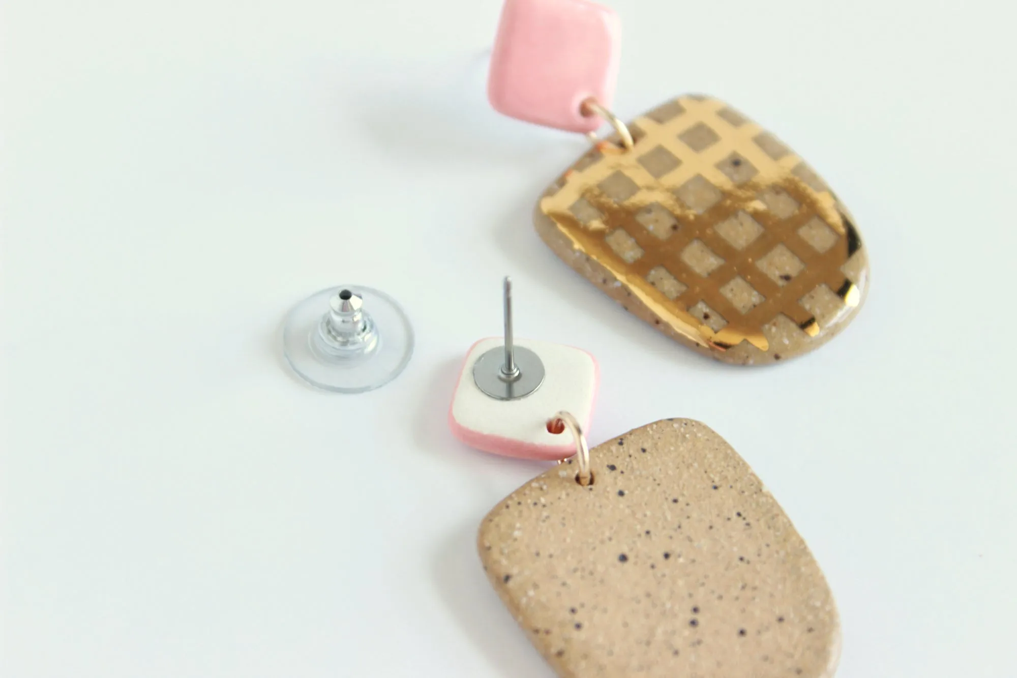 Grid Stoneware Statement Earrings