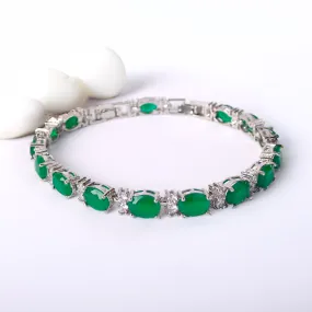 G.Silver Green Stone Bracelet.