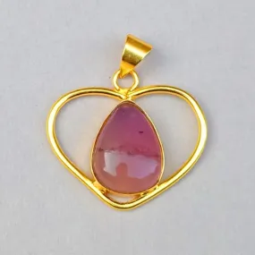 Heart Shape Design Purple Amethyst Gemstone Drop Pendant