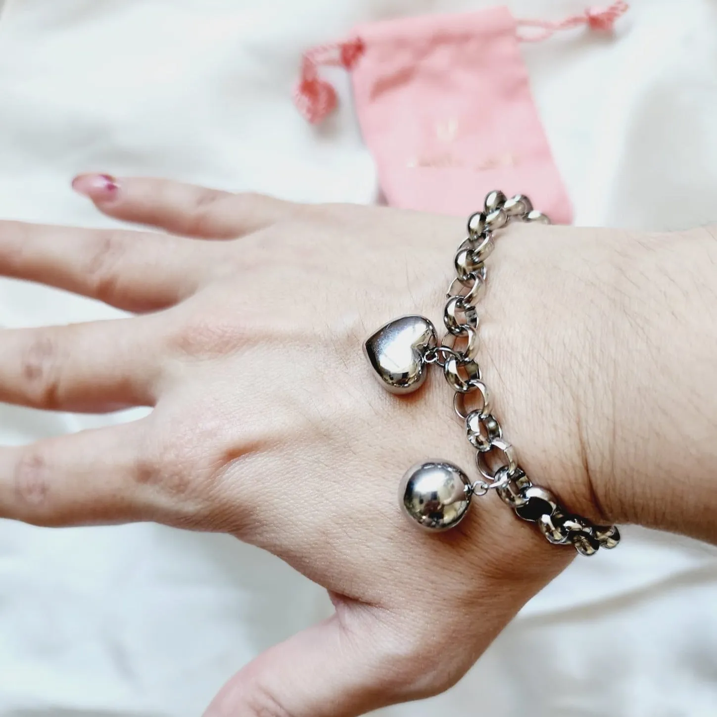 Hearty Ball Silver Bracelet