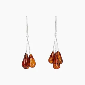 Honey Amber Tassel-Style Earrings in Sterling Silver