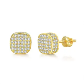 Iced Out Square Stud Earrings - Gold