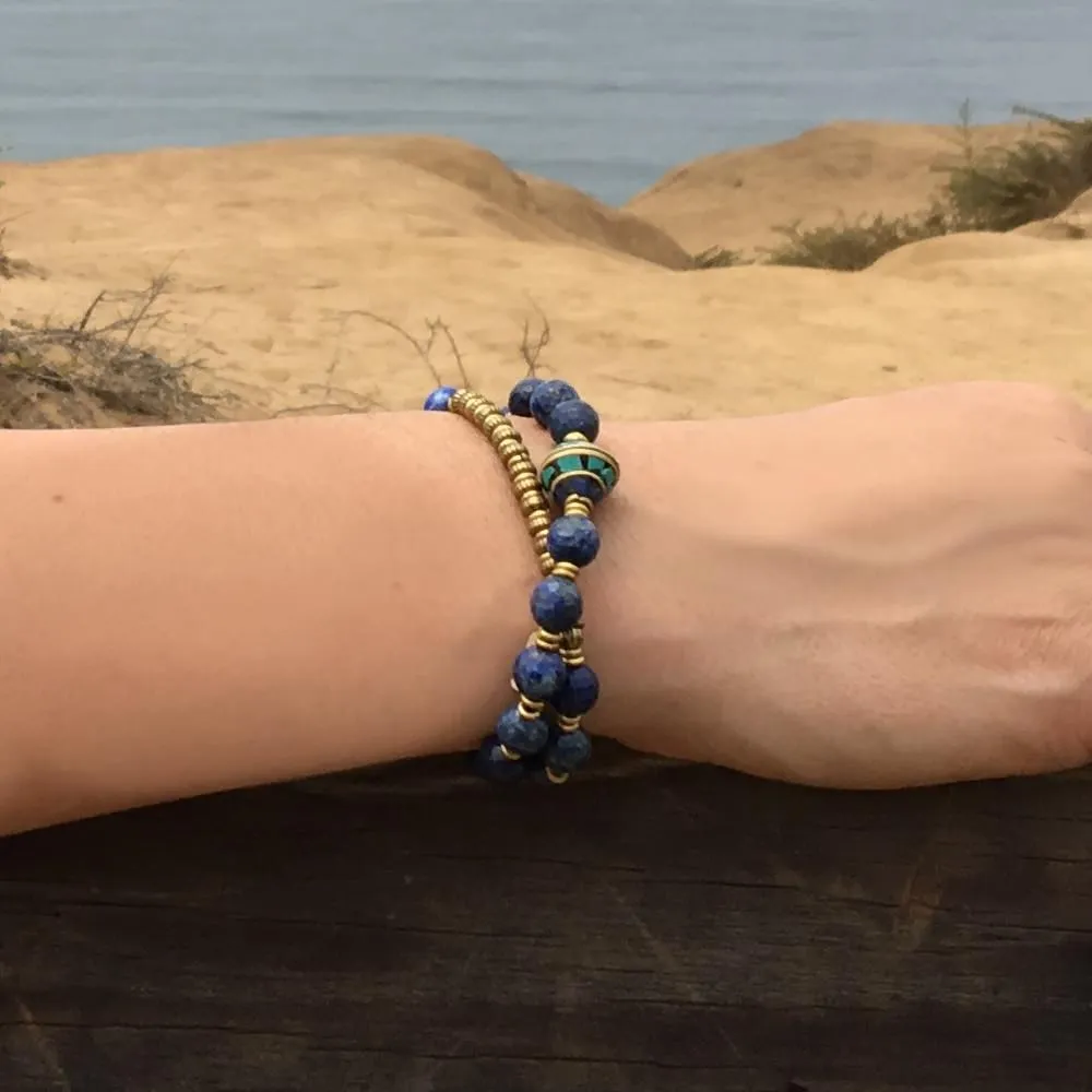 Lapis Lazuli 'Intuition' 27 Bead Wrist Mala Bracelet