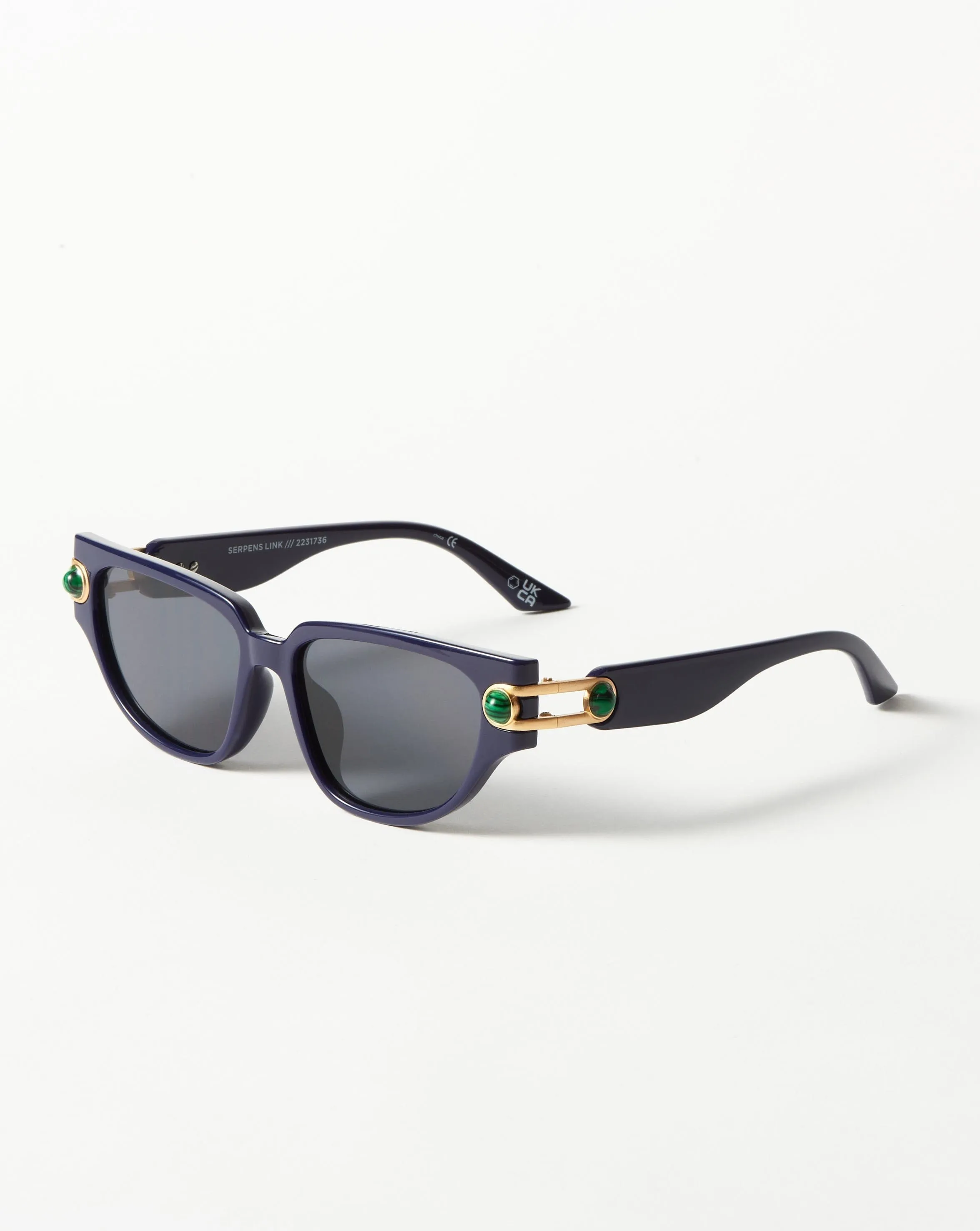 Le Specs Serpens Link Cat-Eye Sunglasses | Navy/Malachite