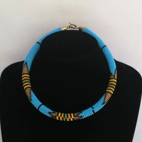 Light Blue Maasai Beaded Necklace