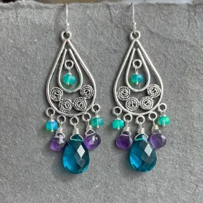 Living Well Chandeliers, Paraiba quartz, Amethyst, Opal