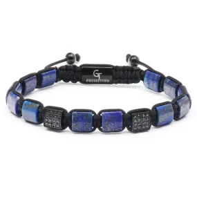 Men's LAPIS LAZULI Flat bead Bracelet - One Size Fits All