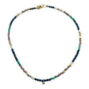 Multi Gemstones & Diamond Drop Choker