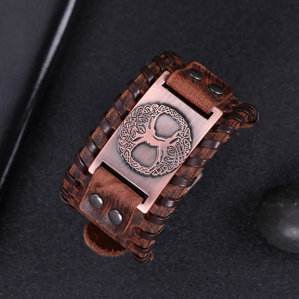 Mystical Tree of Life Leather Bracelet