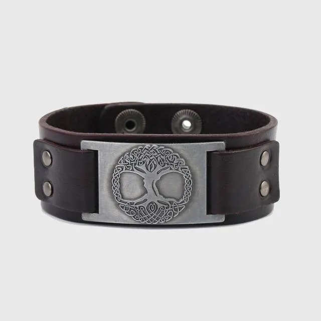 Mystical Tree of Life Leather Bracelet