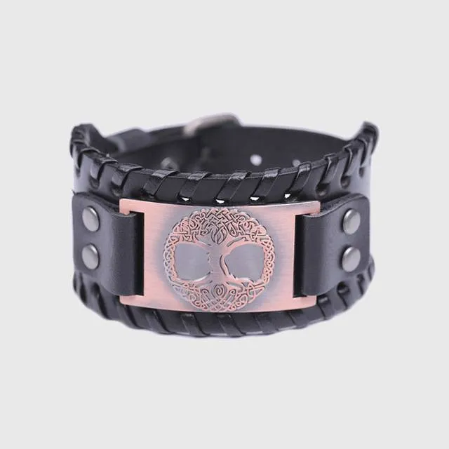 Mystical Tree of Life Leather Bracelet