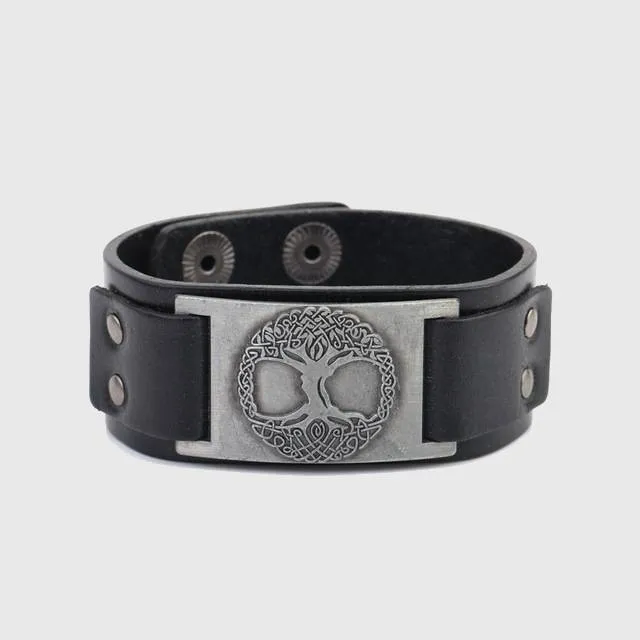 Mystical Tree of Life Leather Bracelet