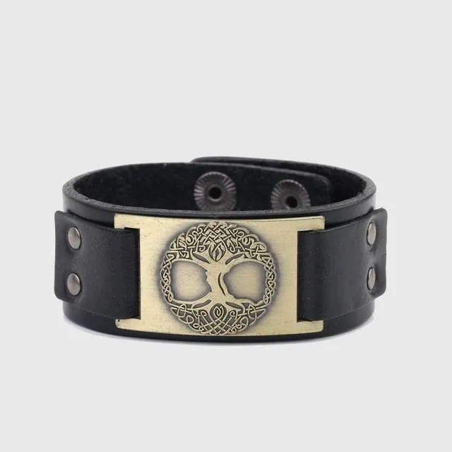 Mystical Tree of Life Leather Bracelet