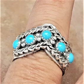 Five-Stone Navajo Turquoise Band Ring