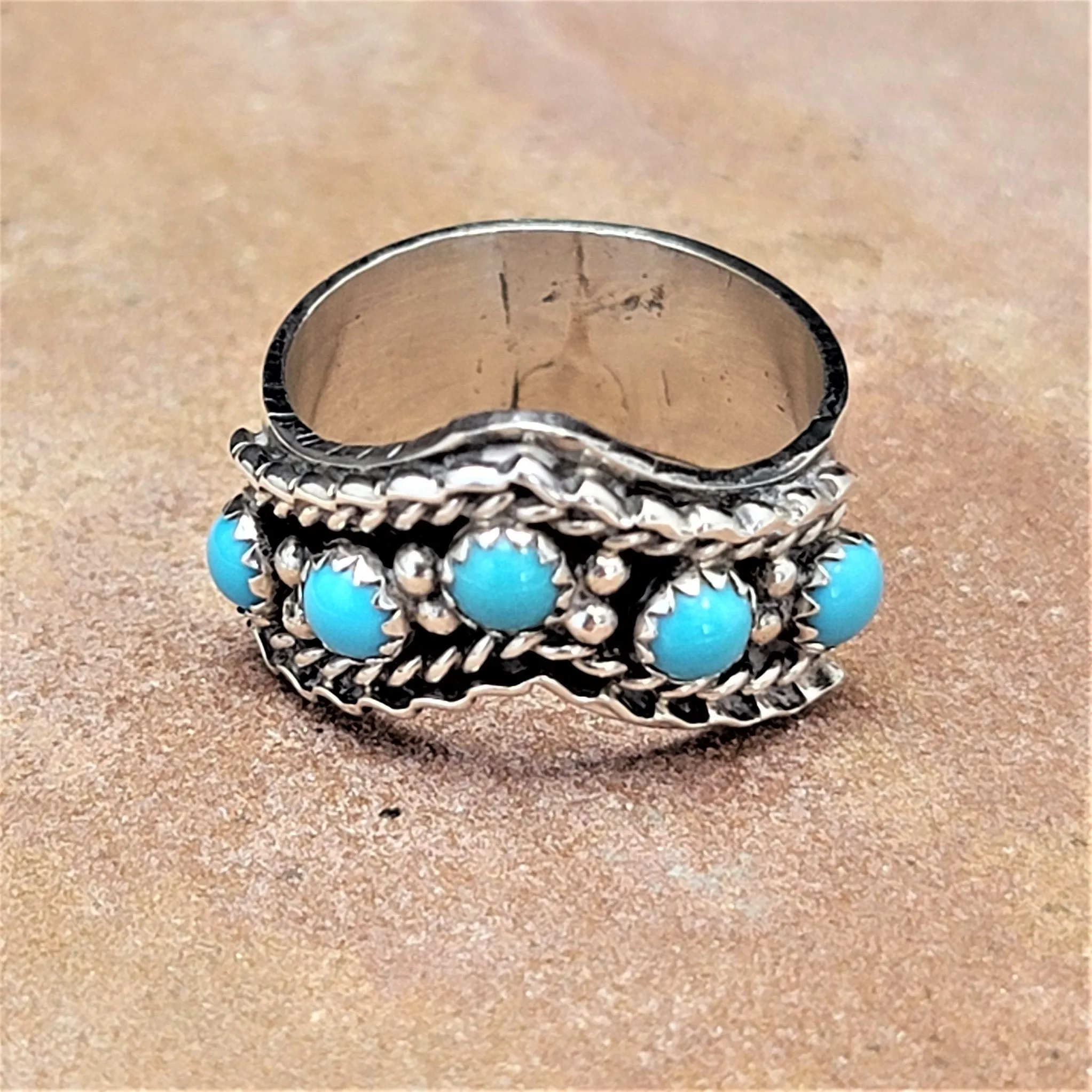 Five-Stone Navajo Turquoise Band Ring