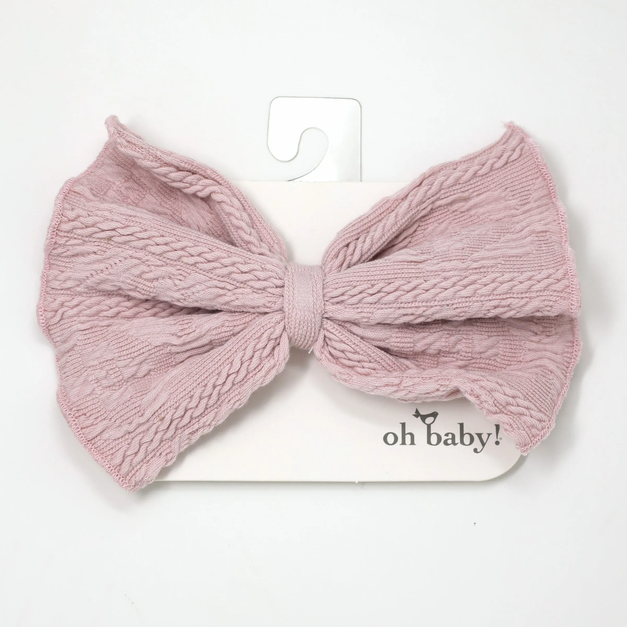 oh baby! Pucker Knit Bow on Nylon Headband - Blush