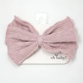 oh baby! Pucker Knit Bow on Nylon Headband - Blush