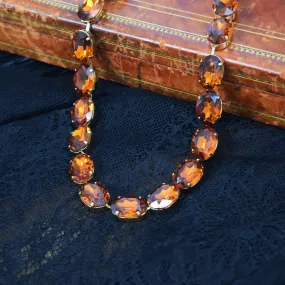 Orange Topaz Aurora Crystal Large Oval Pendant Necklace - Stunning and Elegant Jewelry Piece