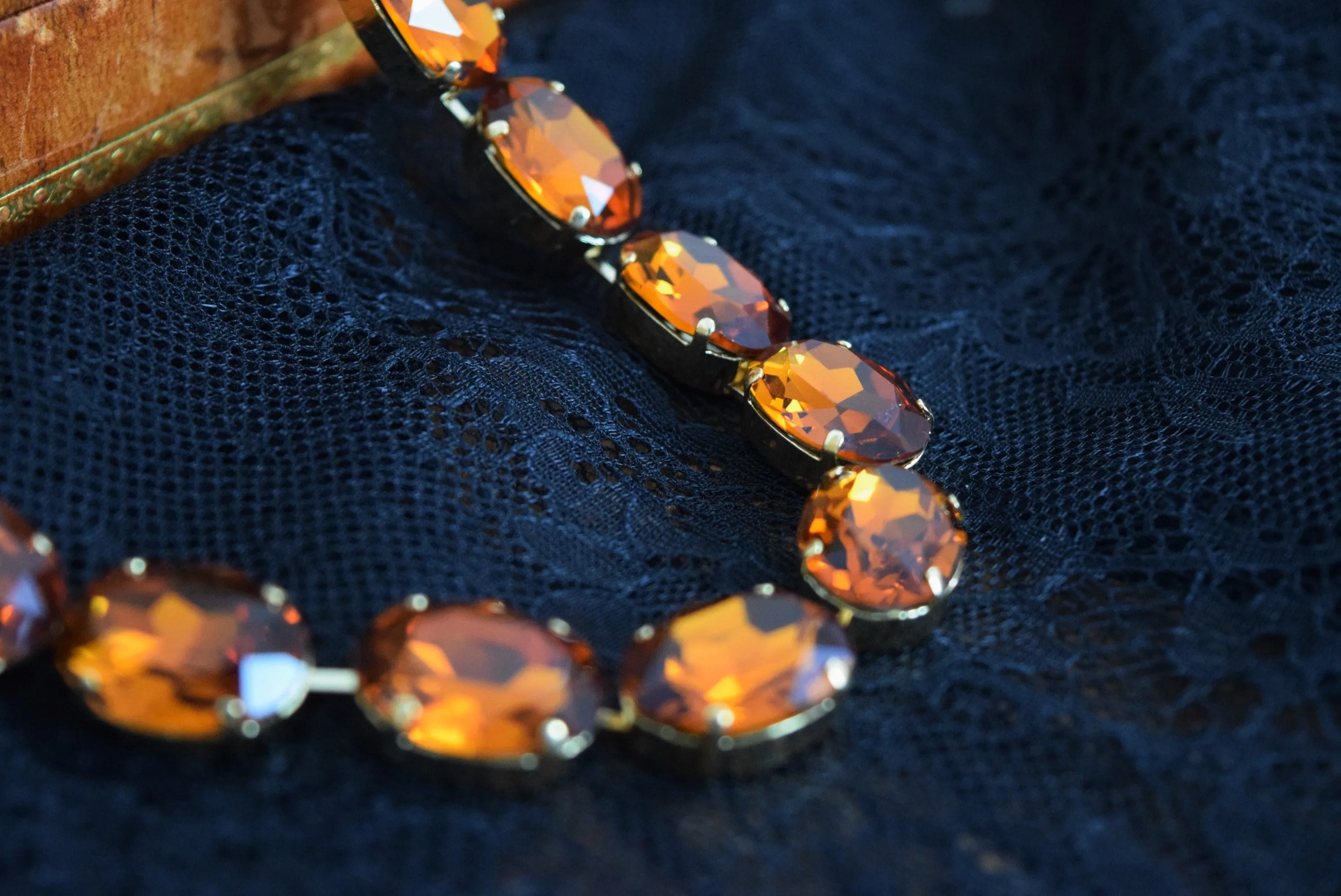 Orange Topaz Aurora Crystal Large Oval Pendant Necklace - Stunning and Elegant Jewelry Piece